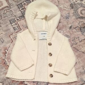 Old Navy White Hooded Baby Cardigan